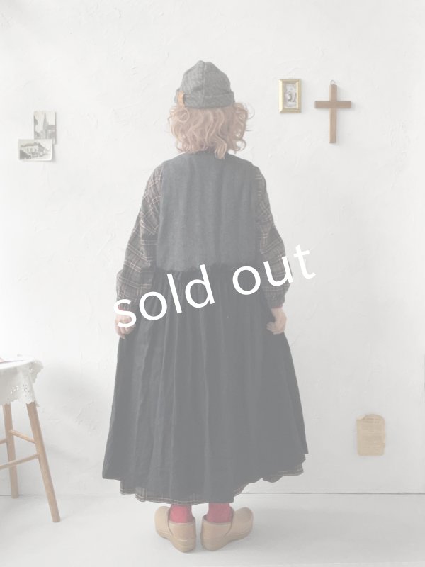 画像12: MARCHE' DE SOEUR／ウールツイードのベストワンピース・チャコール×黒 (12)