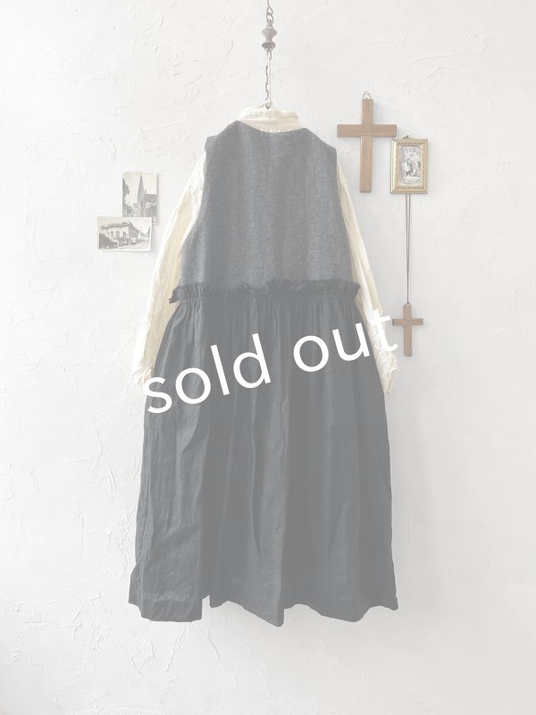 画像8: MARCHE' DE SOEUR／ウールツイードのベストワンピース・チャコール×黒 (8)