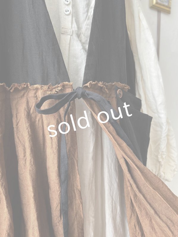 画像5: MARCHE' DE SOEUR／リネンのベストワンピース・黒×アンティークブラウン (5)