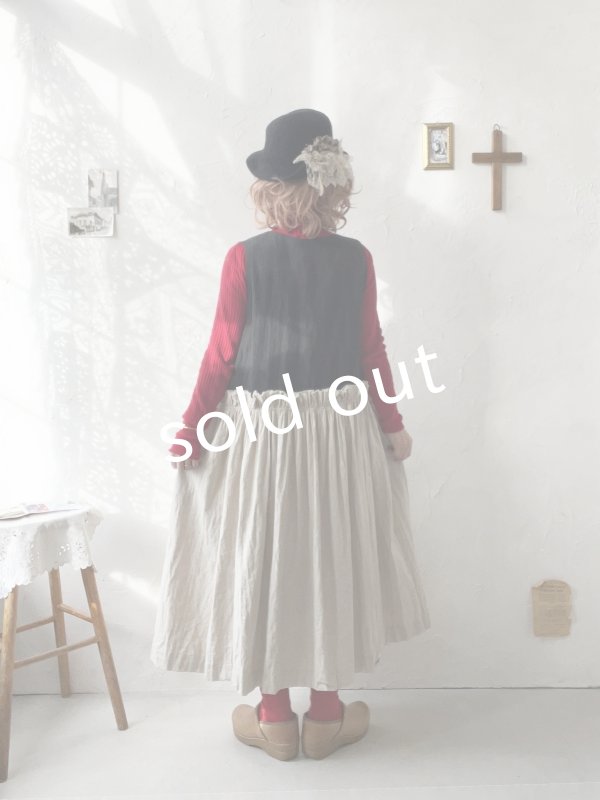 画像10: MARCHE' DE SOEUR／リネンのベストワンピース・黒×生成り (10)