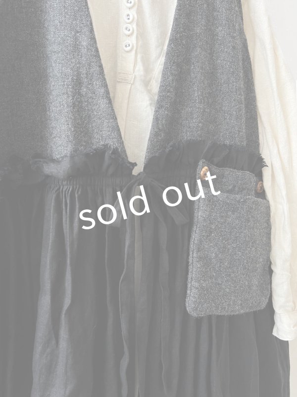 画像5: MARCHE' DE SOEUR／ウールツイードのベストワンピース・チャコール×黒 (5)