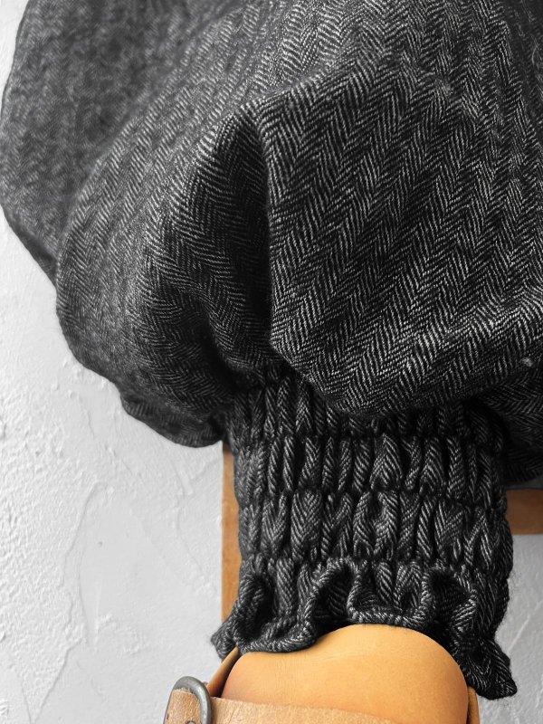 画像4: MARCHE' DE SOEUR／シェットランドウールリネン ピエロパンツ・杢ブラック (4)