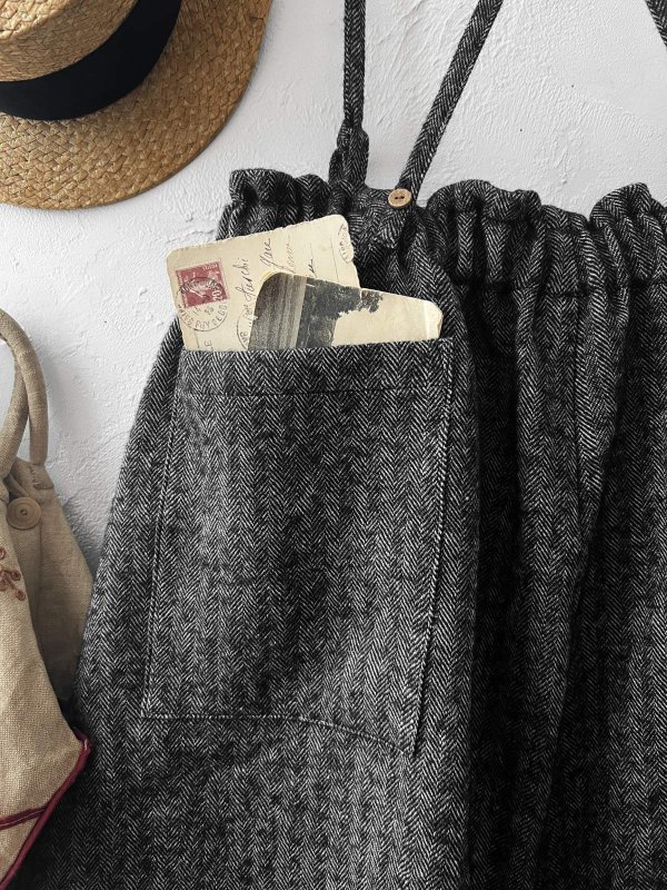 画像9: MARCHE' DE SOEUR／シェットランドウールリネン ピエロパンツ・杢ブラック (9)