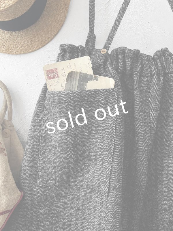 画像11: MARCHE' DE SOEUR／シェットランドウールリネン ピエロパンツ・杢ブラック (11)