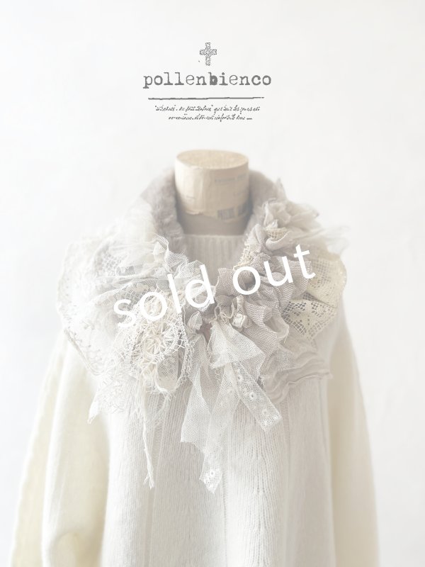 画像1: pollenbienco／アンティークレースのファーティペット・D (1)