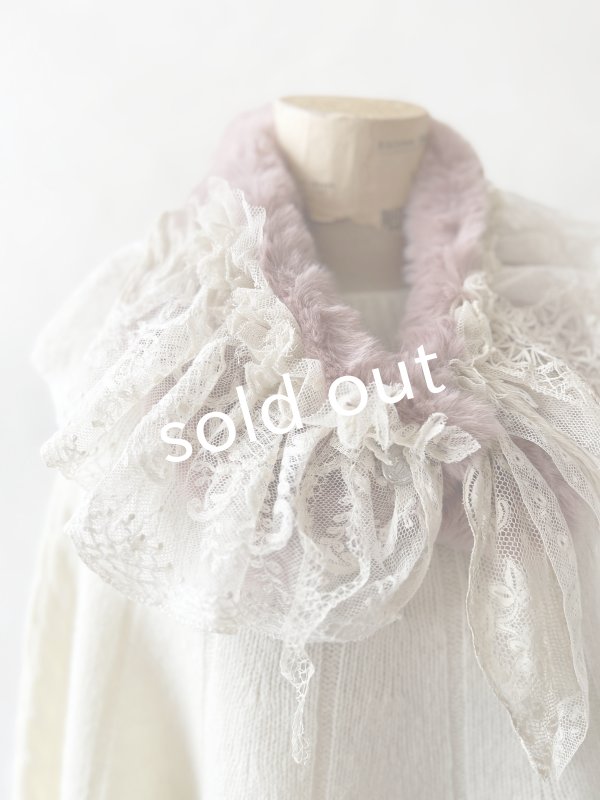 画像2: pollenbienco／アンティークレースのファーティペット・F (2)