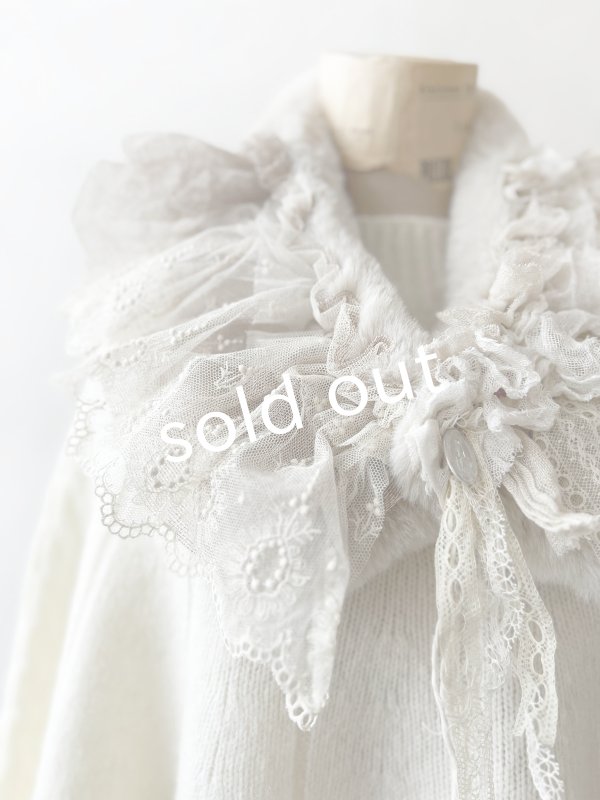 画像2: pollenbienco／アンティークレースのファーティペット・C (2)