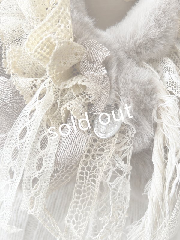 画像4: pollenbienco／アンティークレースのファーティペット・E (4)