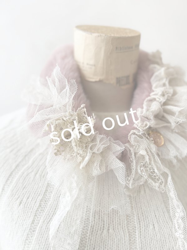 画像2: pollenbienco／アンティークレースのファーティペット・K (2)