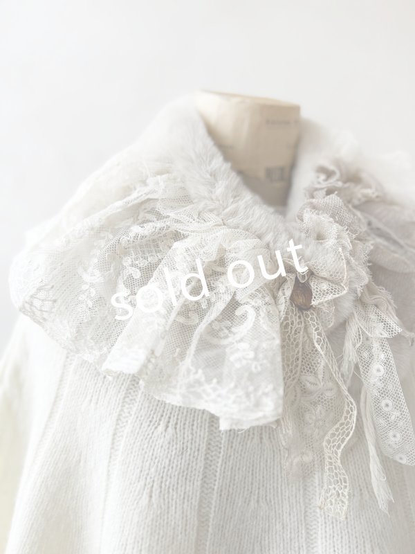 画像2: pollenbienco／アンティークレースのファーティペット・B (2)