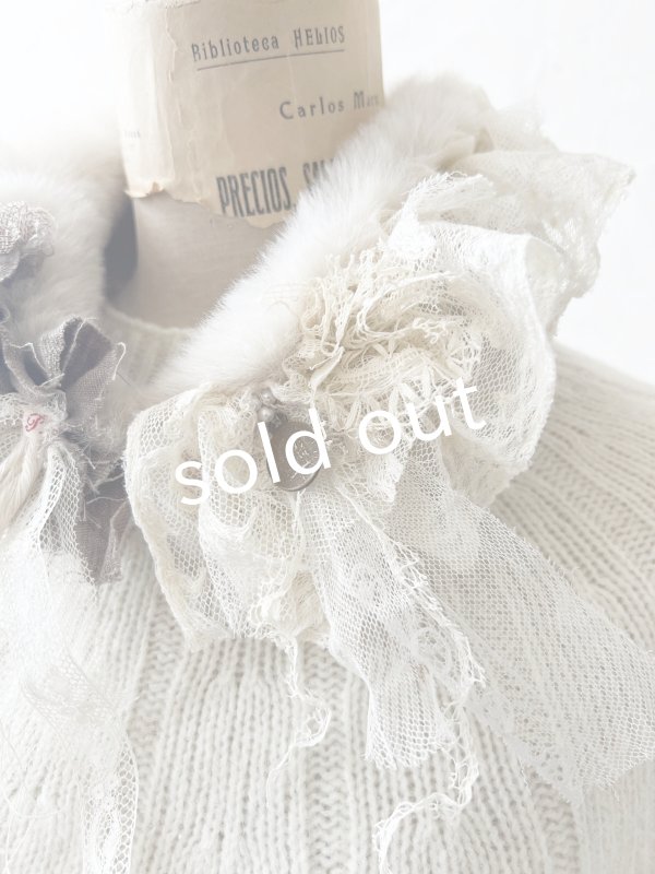 画像3: pollenbienco／アンティークレースのファーティペット・L (3)