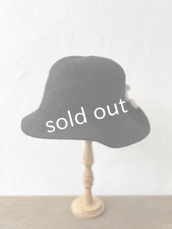 画像4: pollenbienco／アンティークレースのハット・黒 (4)