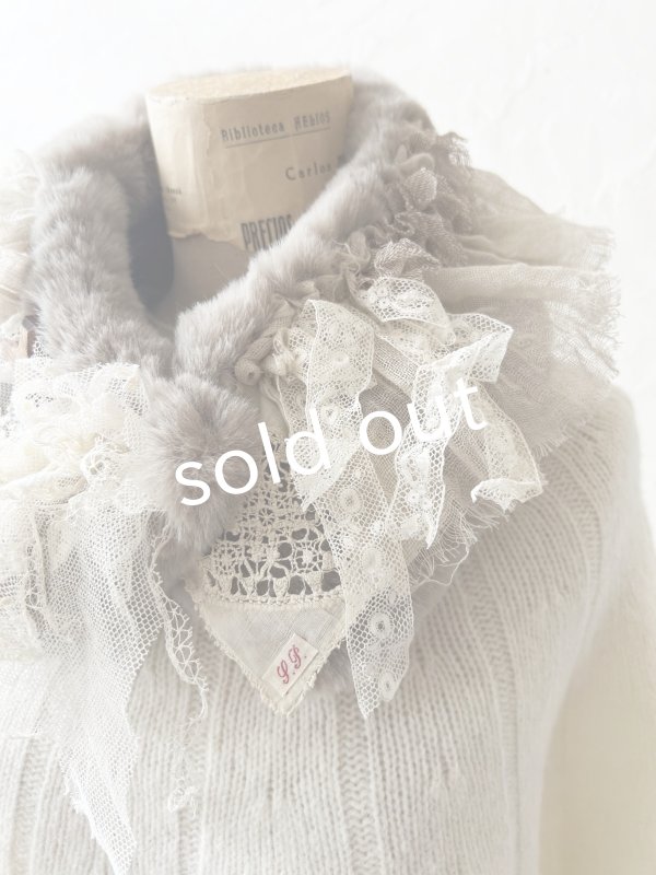 画像3: pollenbienco／アンティークレースのファーティペット・H (3)