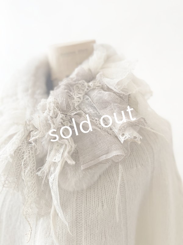 画像3: pollenbienco／アンティークレースのファーティペット・B (3)