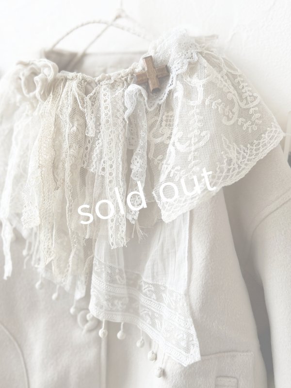 画像3: pollenbienco／アンティークレースのメルトンコート・アイボリー (3)