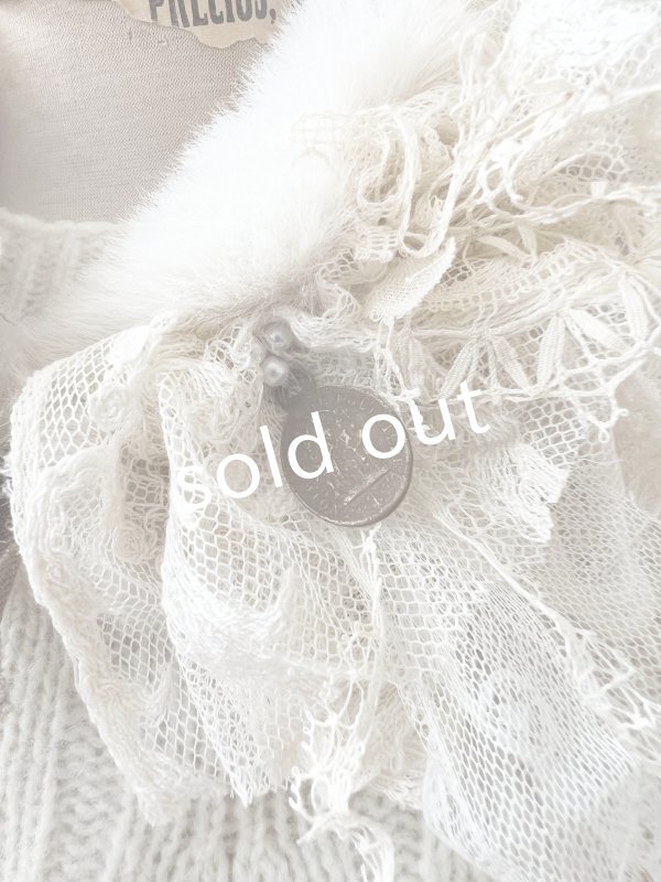 画像4: pollenbienco／アンティークレースのファーティペット・L (4)