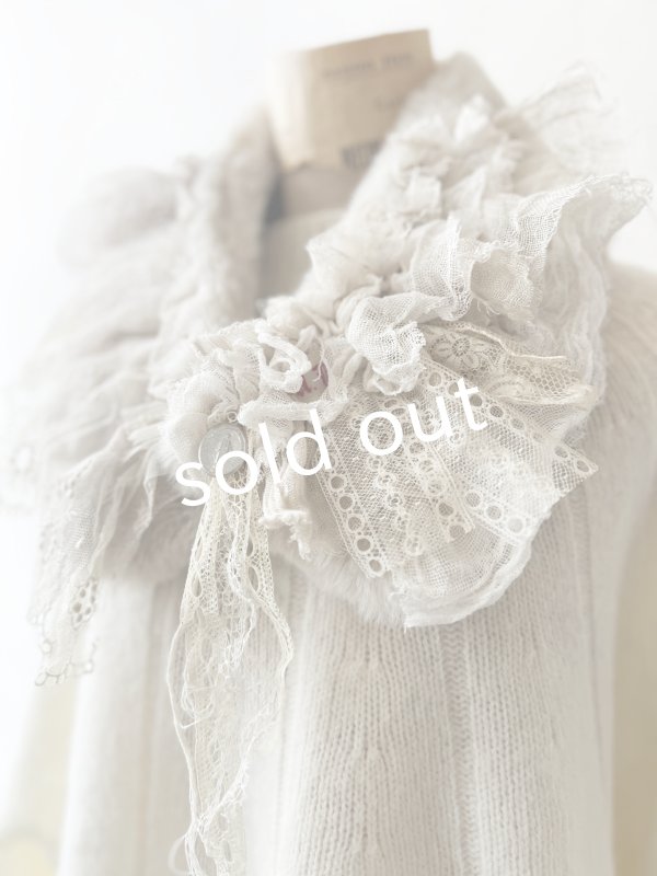 画像3: pollenbienco／アンティークレースのファーティペット・C (3)