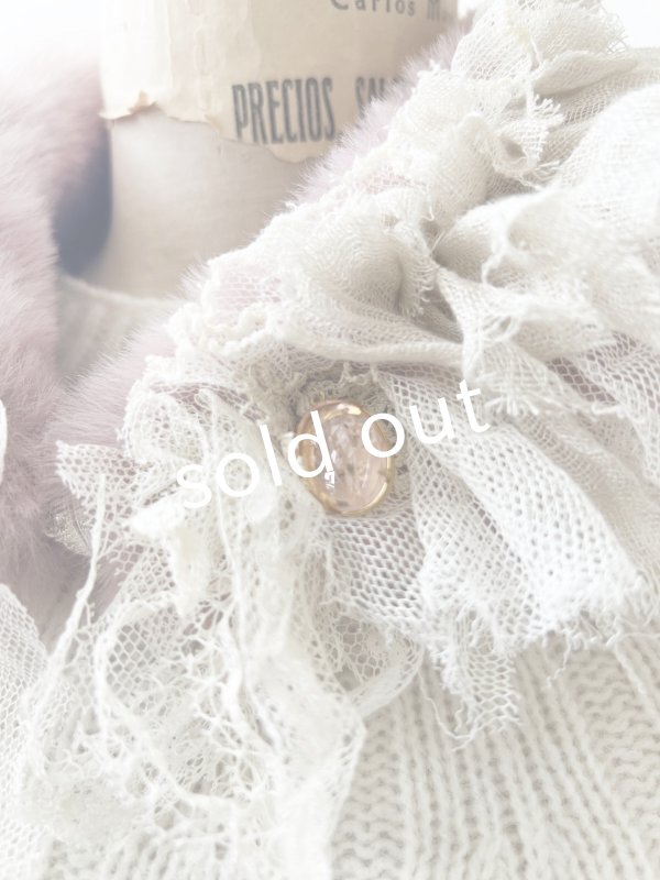 画像4: pollenbienco／アンティークレースのファーティペット・K (4)