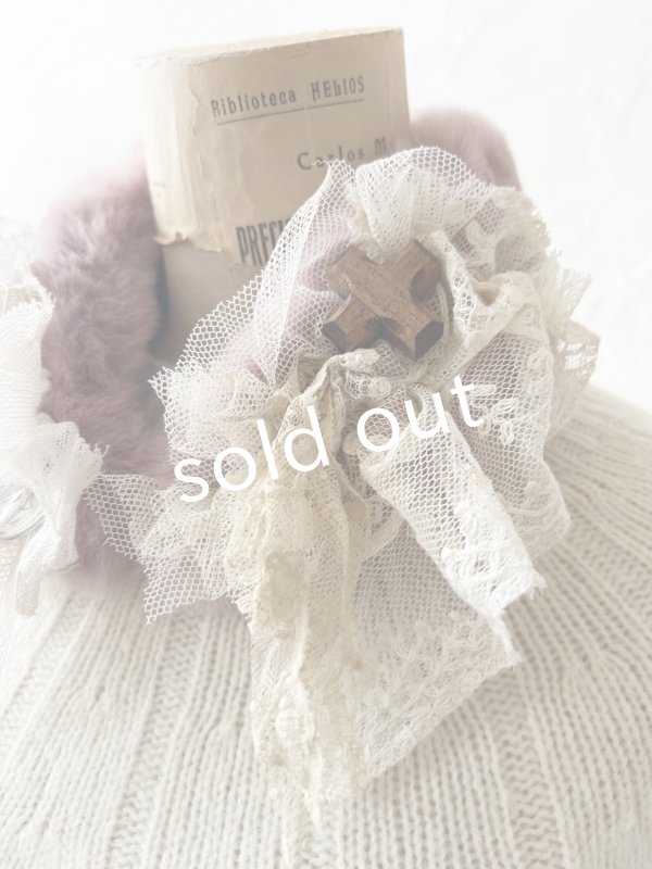 画像3: pollenbienco／アンティークレースのファーティペット・J (3)