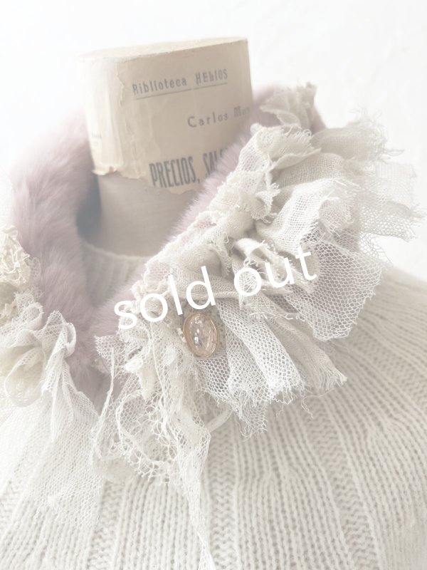 画像3: pollenbienco／アンティークレースのファーティペット・K (3)