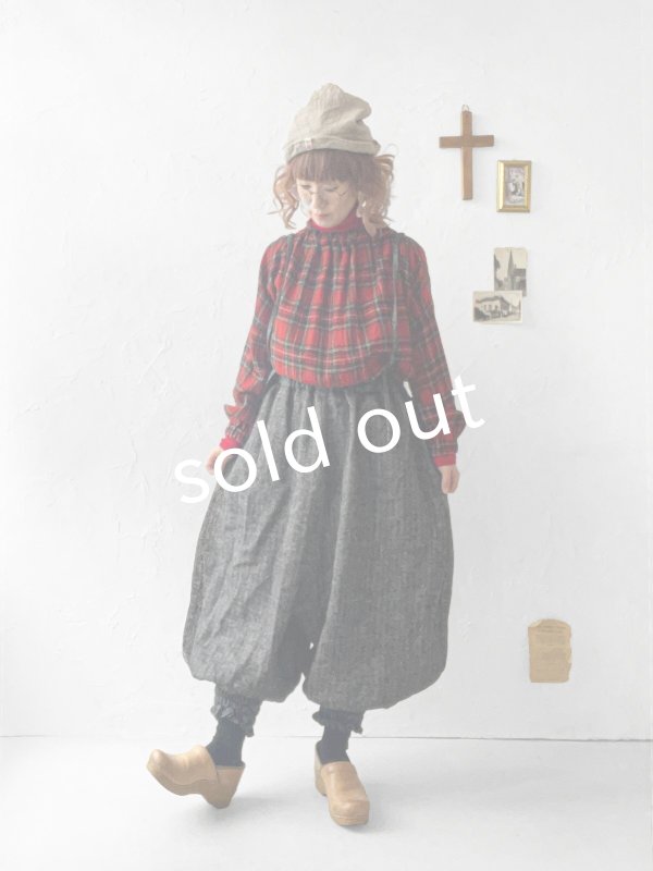 画像13: MARCHE' DE SOEUR／シェットランドウールリネン ピエロパンツ・杢ブラック (13)