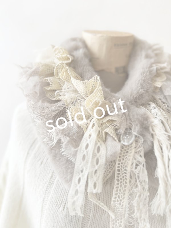 画像2: pollenbienco／アンティークレースのファーティペット・E (2)