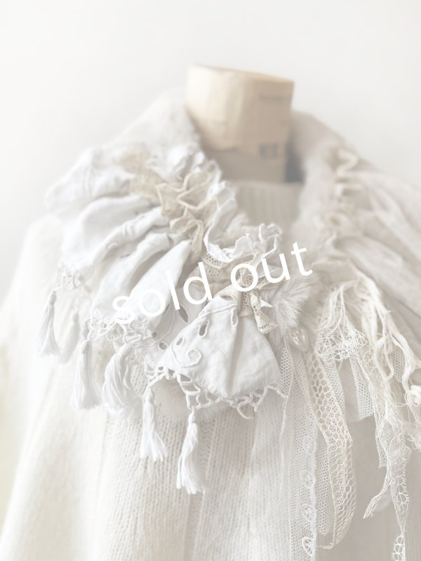 画像2: pollenbienco／アンティークレースのファーティペット・A (2)