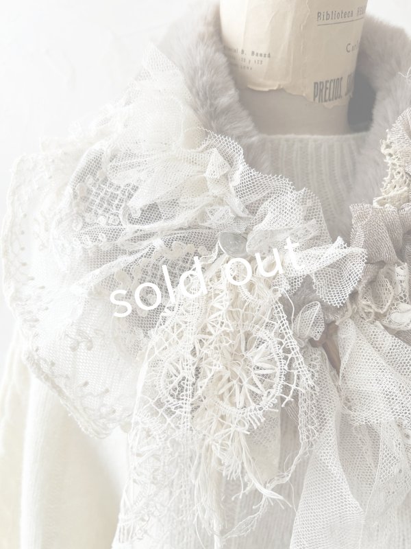 画像2: pollenbienco／アンティークレースのファーティペット・D (2)