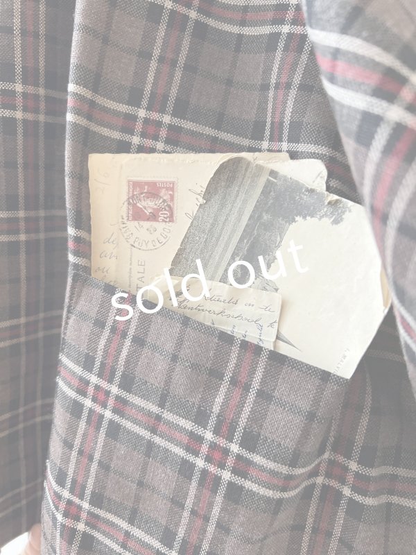 画像8: MARCHE' DE SOEUR／セーラー襟のタッセルちびジャケット・レッドブラウンチェック (8)