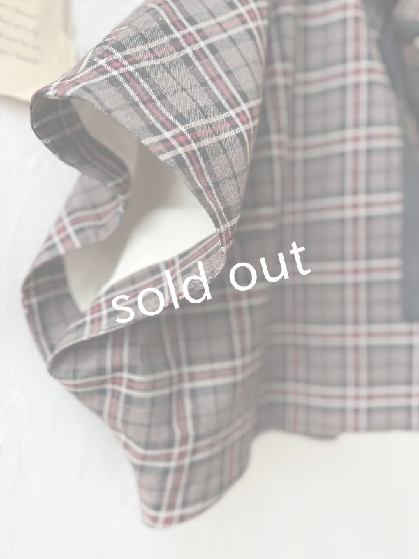 画像10: MARCHE' DE SOEUR／セーラー襟のタッセルちびジャケット・レッドブラウンチェック (10)