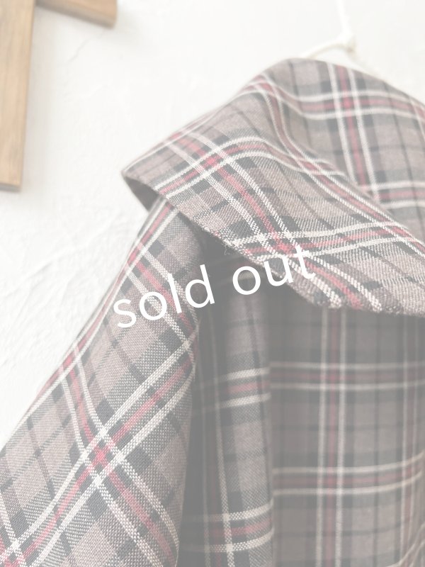 画像13: MARCHE' DE SOEUR／セーラー襟のタッセルちびジャケット・レッドブラウンチェック (13)