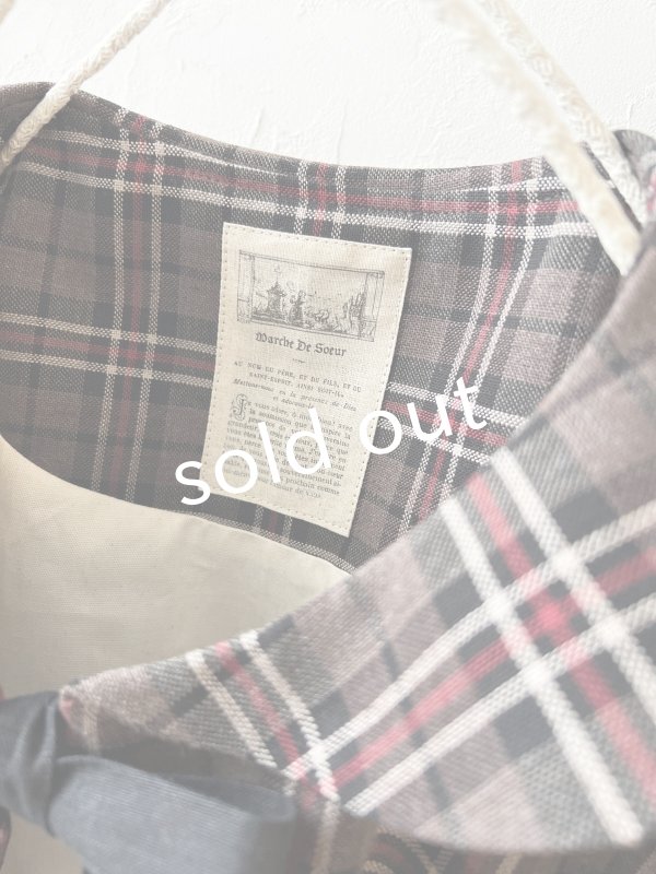 画像7: MARCHE' DE SOEUR／セーラー襟のタッセルちびジャケット・レッドブラウンチェック (7)