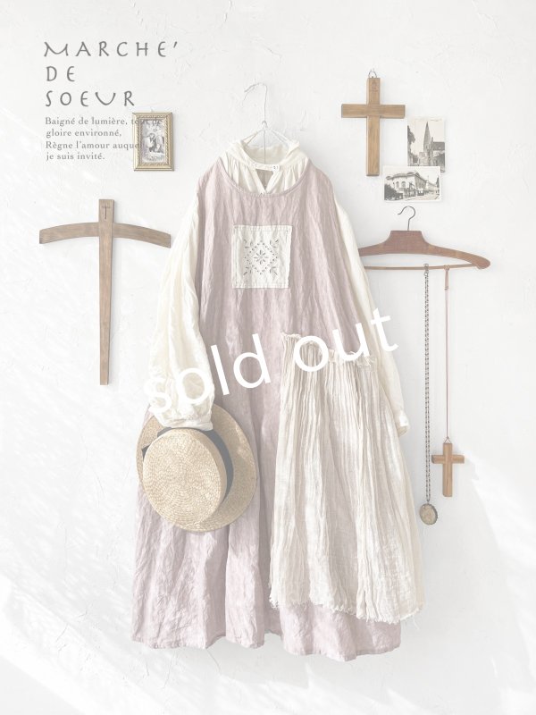 画像1: MARCHE' DE SOEUR／アンティークレース付きタブリエドレス・サクラ (1)