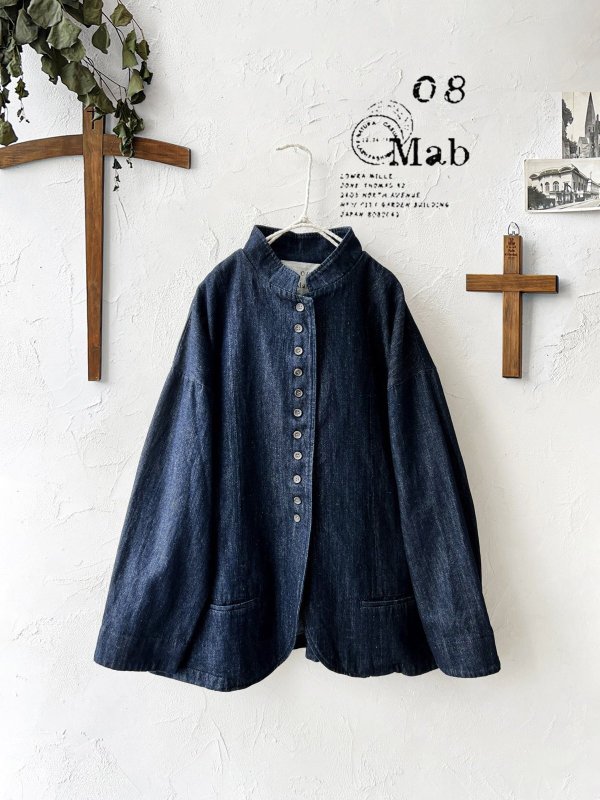 画像1: 08mab/デニムスタンドカラージャケット・インディゴ (1)