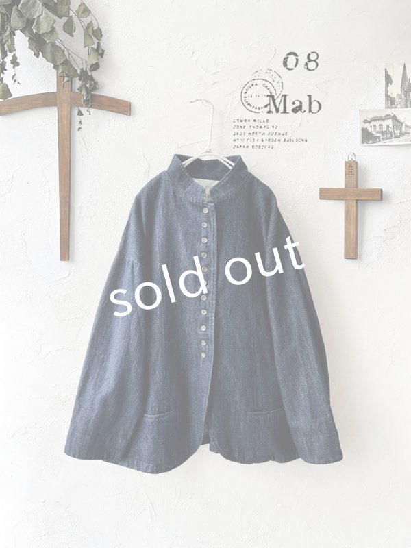 画像2: 08mab/デニムスタンドカラージャケット・インディゴ (2)