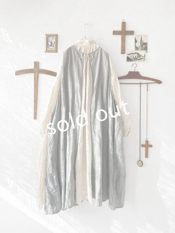 画像7: MARCHE' DE SOEUR／アンティークレース付きタブリエドレス・アイスグレー (7)