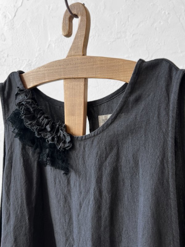 画像9: MARCHE' DE SOEUR／アンティークレース付きタブリエドレス・スミクロ (9)