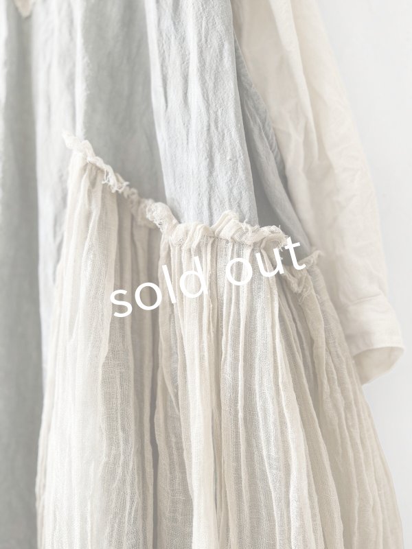 画像4: MARCHE' DE SOEUR／アンティークレース付きタブリエドレス・アイスグレー (4)