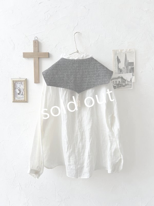 画像6: MARCHE' DE SOEUR／リバーシブルタッセルティペット・杢ブラック×ベージュ (6)