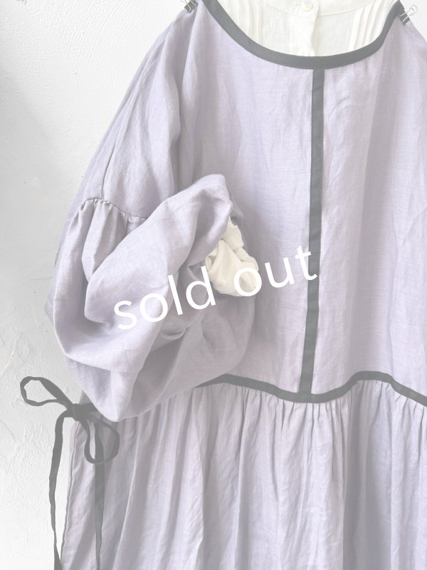 画像5: shizuka's／リネンのリボンワンピース（パフスリーブ）スミレ (5)