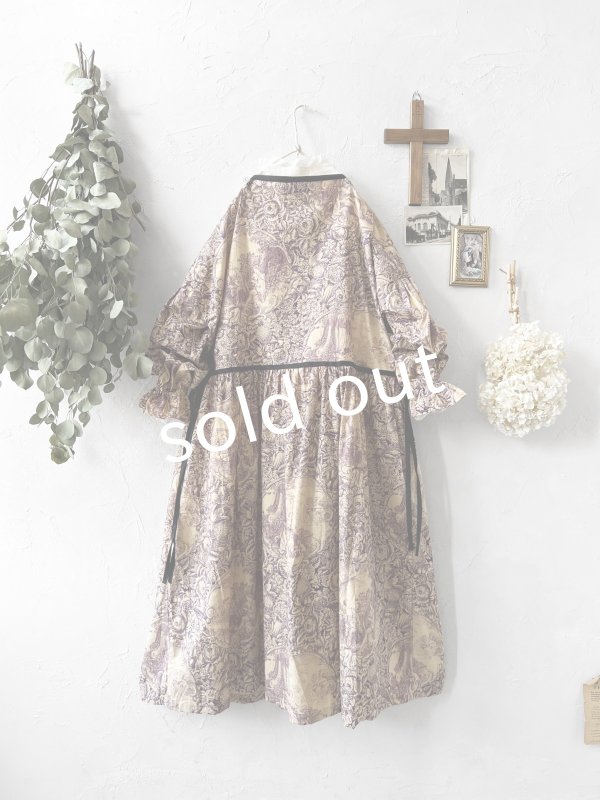 画像7: shizuka's／トワルドジュイのリボンワンピース・（ベルスリーブ）山葡萄 (7)