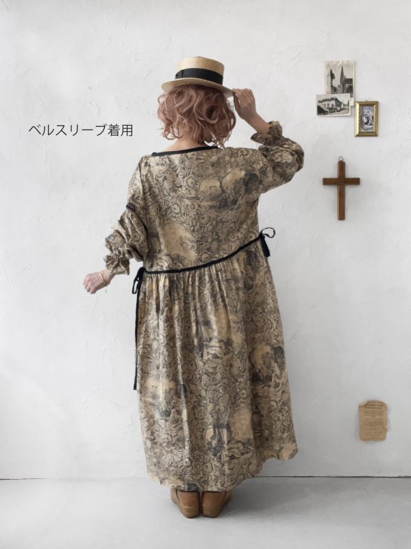 画像11: shizuka's／トワルドジュイのリボンワンピース（パフスリーブ）ベージュ (11)