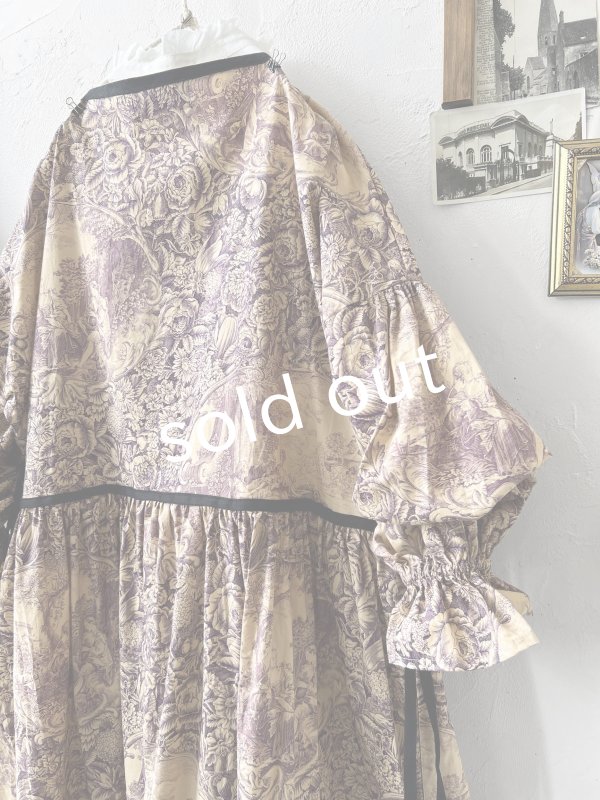 画像8: shizuka's／トワルドジュイのリボンワンピース・（ベルスリーブ）山葡萄 (8)