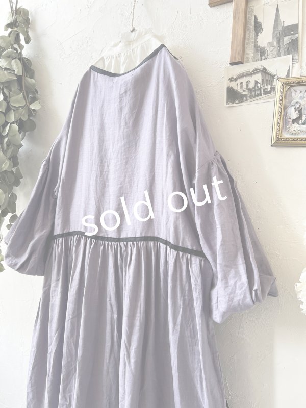 画像8: shizuka's／リネンのリボンワンピース（パフスリーブ）スミレ (8)