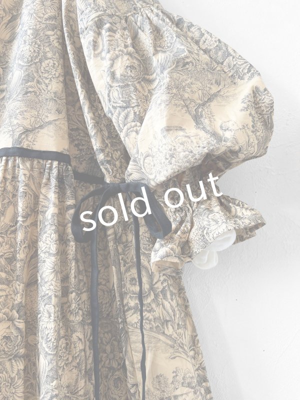 画像5: shizuka's／トワルドジュイのリボンワンピース・（ベルスリーブ）ベージュ (5)