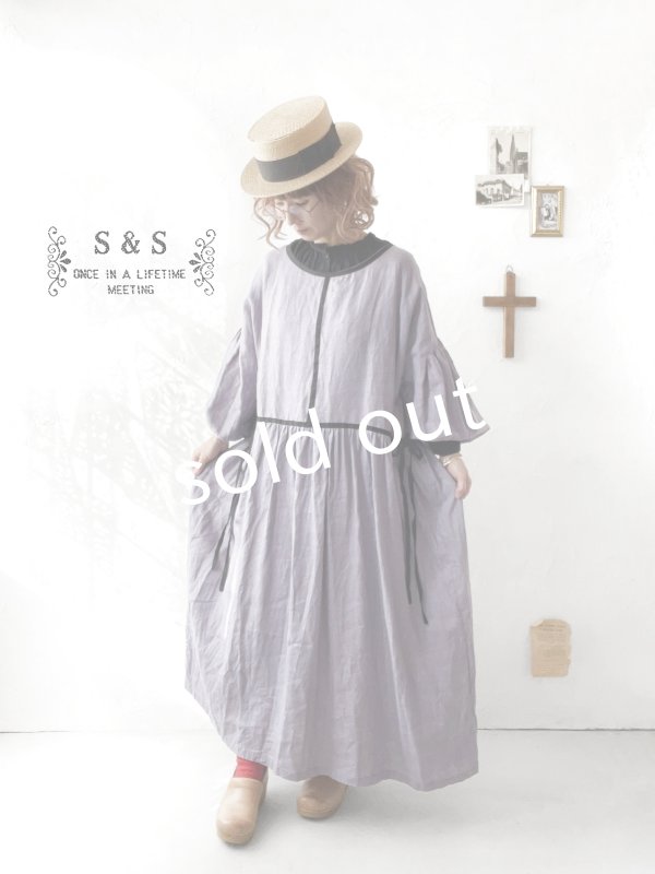 画像9: shizuka's／リネンのリボンワンピース（パフスリーブ）スミレ (9)