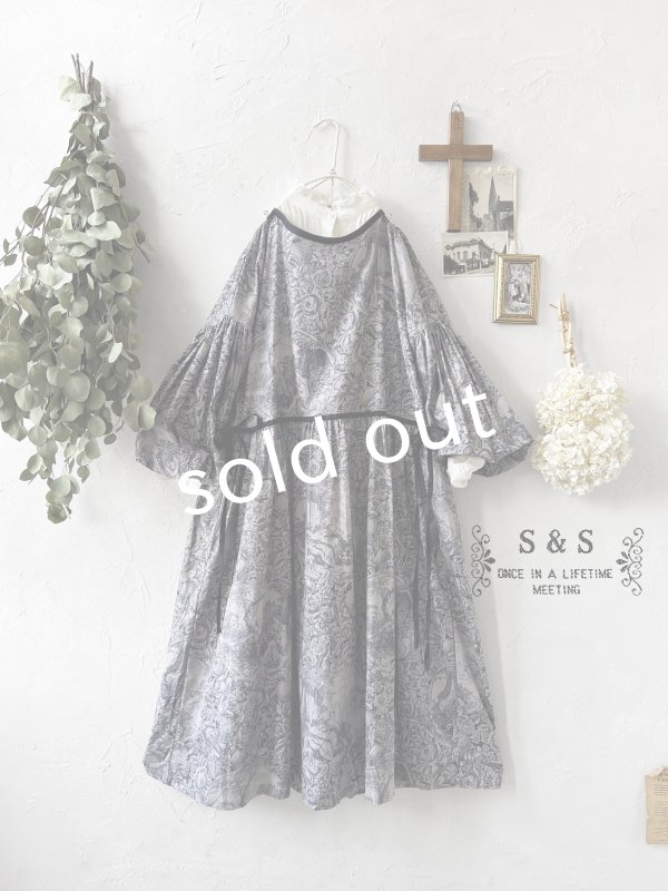 画像1: shizuka's／トワルドジュイのリボンワンピース（パフスリーブ）ラベンダー (1)