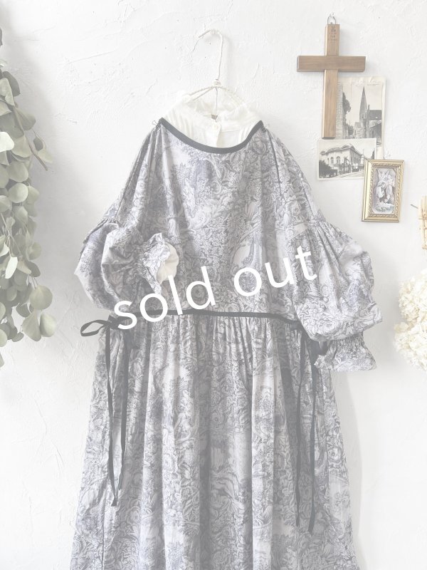 画像2: shizuka's／トワルドジュイのリボンワンピース・（ベルスリーブ）ラベンダー (2)