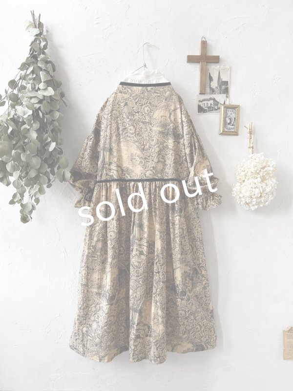 画像8: shizuka's／トワルドジュイのリボンワンピース・（ベルスリーブ）ベージュ (8)