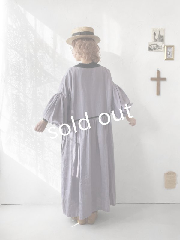 画像9: shizuka's／リネンのリボンワンピース（パフスリーブ）テラコッタ (9)